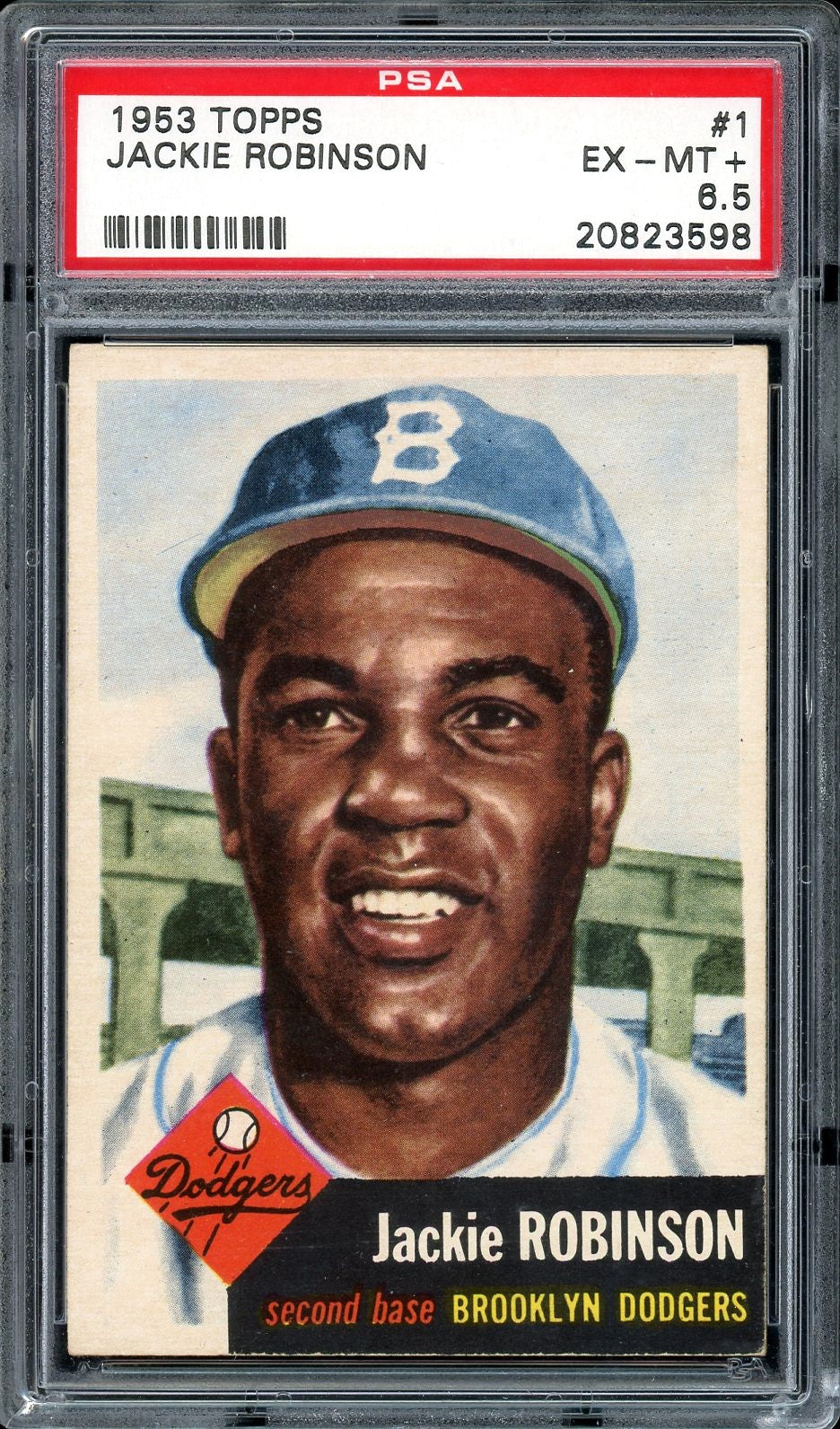 1953 Topps #1 Jackie Robinson HOF Brooklyn Dodgers PSA 6.5 EX-MT+ PWCC-A