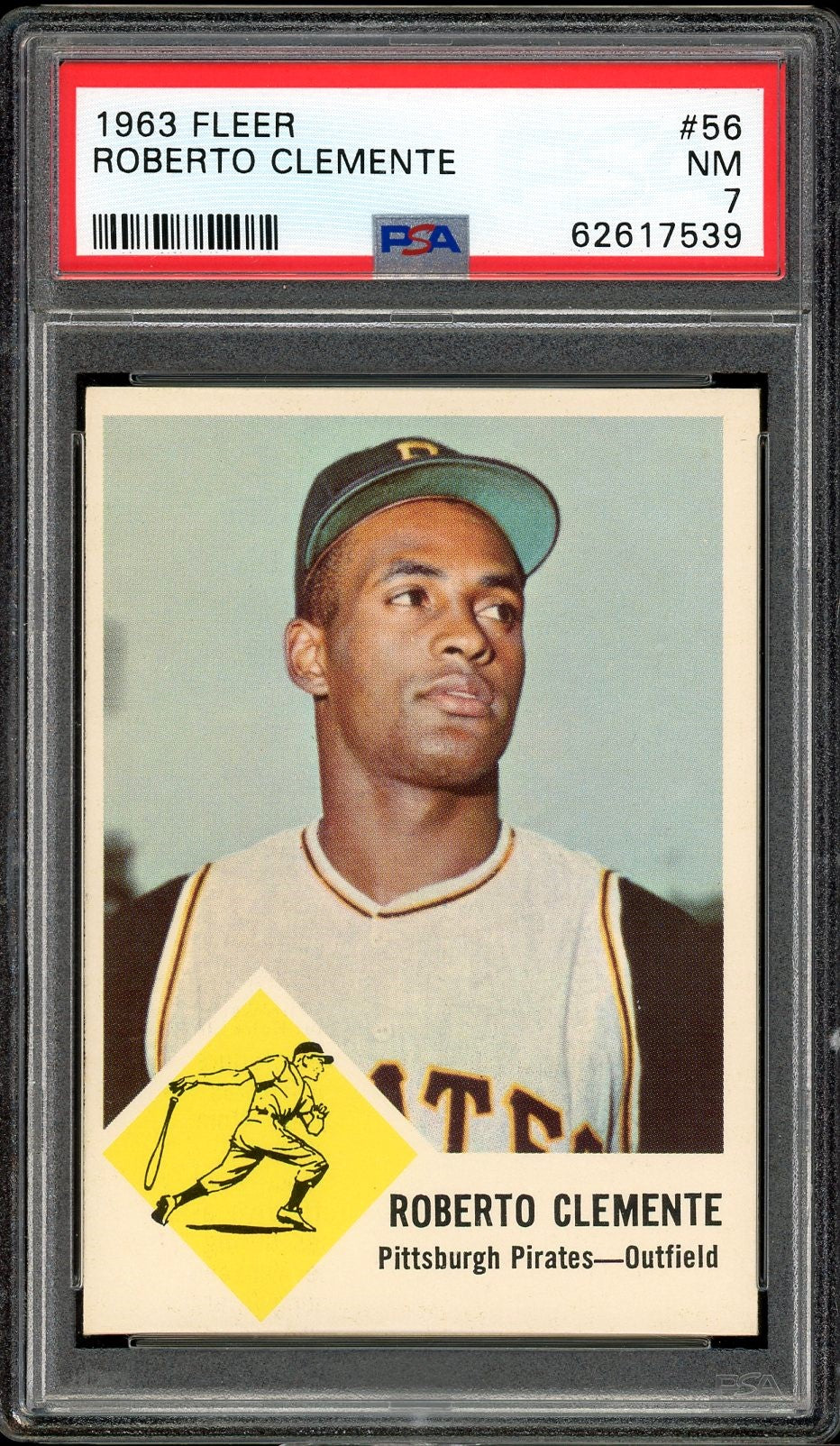 1963 Fleer #56 Roberto Clemente HOF Pittsburgh Pirates PSA 7 NM