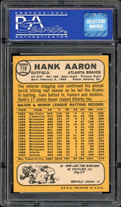 1968 Topps #110 Hank Aaron HOF Atlanta Braves PSA 8 NM-MT