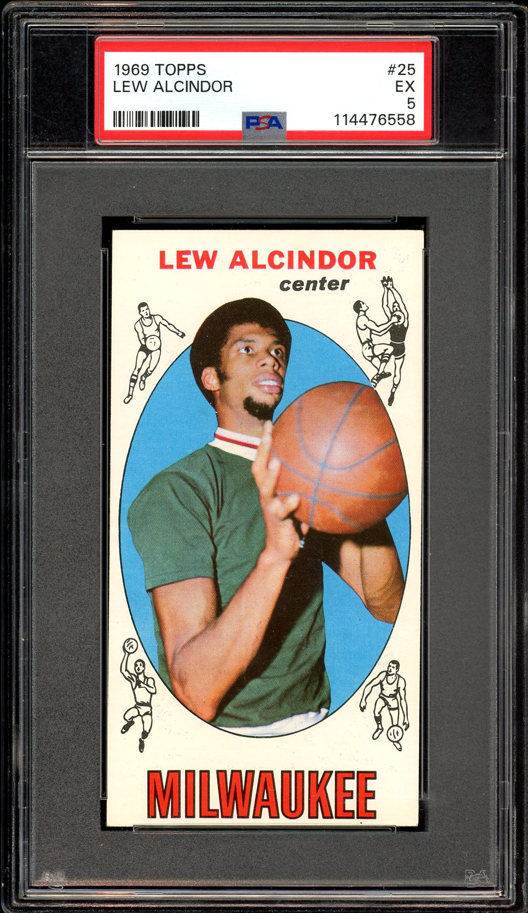 1969 Topps #25 Lew Alcindor Rookie HOF Milwaukee Bucks PSA 5 EX
