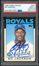 Load image into Gallery viewer, 1986 Topps Traded #50T Bo Jackson Rookie Auto Kansas City Royals PSA 9 Auto 10
