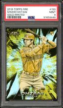 Load image into Gallery viewer, 2018 Topps Fire #150 Shohei Ohtani Rookie Gold Minted Los Angeles Angels PSA 9 Mint
