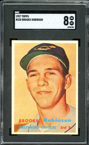 1957 Topps #328 Brooks Robinson Rookie HOF Baltimore Orioles SGC 8 NM-MT