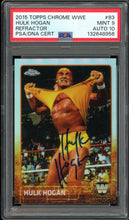 Load image into Gallery viewer, 2015 Topps Chrome WWE #83 Hulk Hogan Refractor Auto PSA 9 Auto 10
