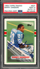 Load image into Gallery viewer, 1989 Topps Traded #83T Barry Sanders Rookie Auto HOF Detroit Lions PSA 9 Auto 10
