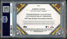 Load image into Gallery viewer, 2025 Topps Transcendent Aaron Judge Patch Auto /25 New York Yankees PSA 9 Mint

