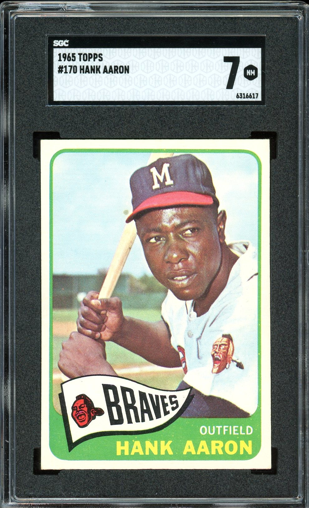 1965 Topps #170 Hank Aaron HOF Milwaukee Braves SGC 7 NM