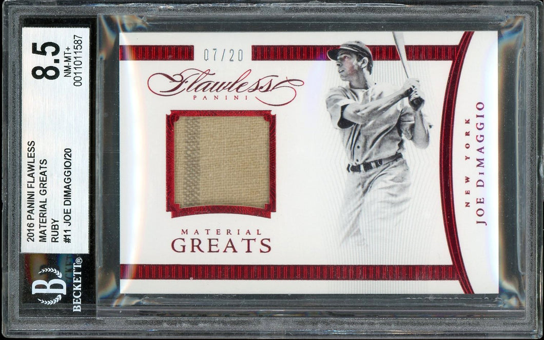 2016 Flawless Material Greats Ruby Joe DiMaggio Patch /20 HOF New York Yankees BGS 8.5 NM-MT+