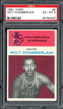 Load image into Gallery viewer, 1961 Fleer #8 Wilt Chamberlain Rookie HOF Philadelphia Warriors PSA 6 EX-MT
