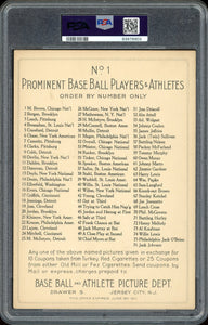 1911 T3 Turkey Red #1 Mordecai Brown Checklist Back HOF Chicago Cubs PSA 2 GD