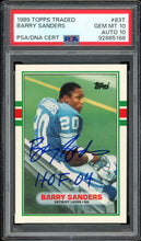 Load image into Gallery viewer, 1989 Topps Traded #83T Barry Sanders Rookie Auto HOF Detroit Lions PSA 10 Auto 10
