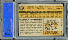 Load image into Gallery viewer, 1960 Topps #350 Mickey Mantle HOF New York Yankees PSA 7 NM
