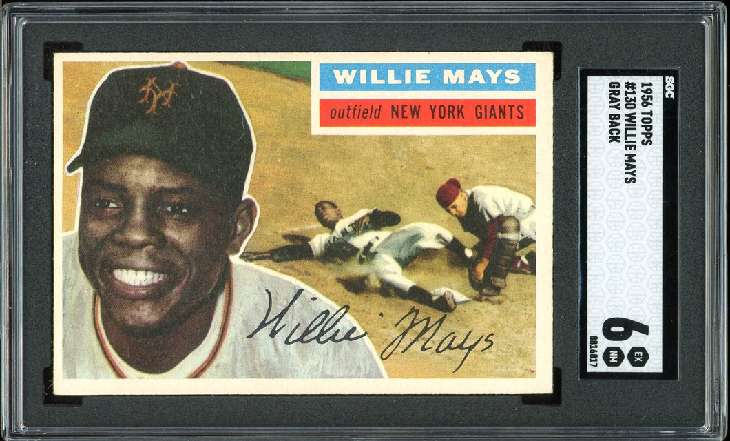 1956 Topps #130 Willie Mays Gray Back HOF San Francisco Giants SGC 6 EX-NM