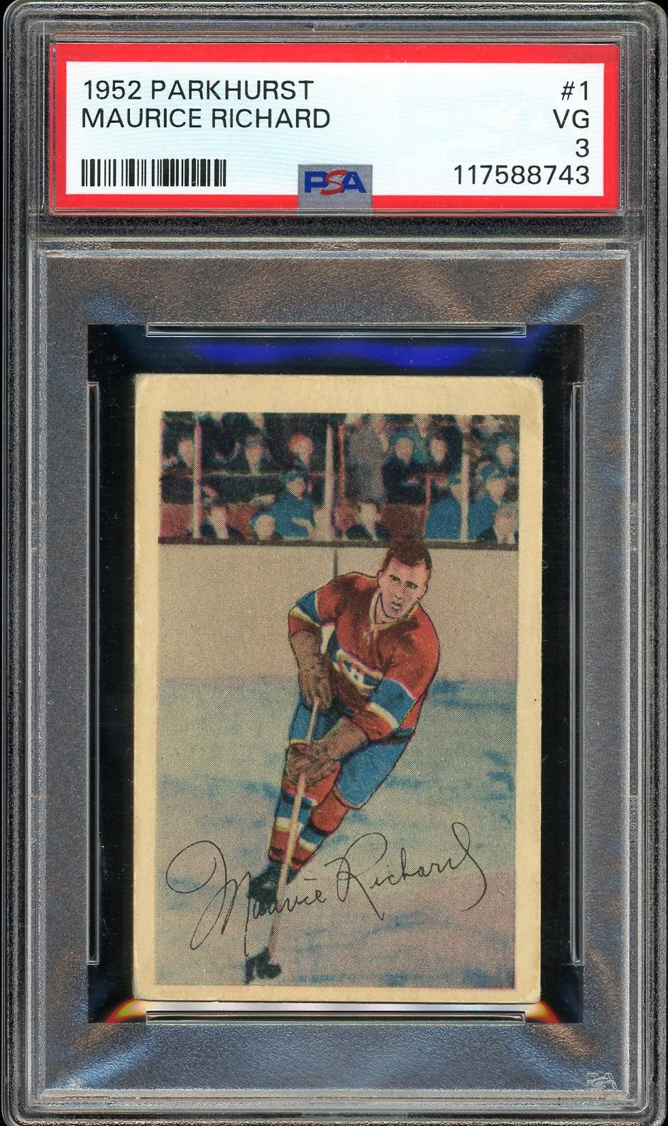 1952 Parkhurst #1 Maurice Richard HOF Montreal Canadians PSA 3 VG