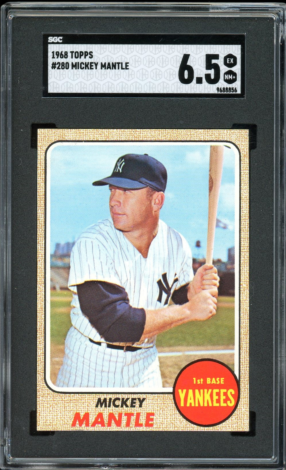 1968 Topps #280 Mickey Mantle HOF New York Yankees SGC 6.5 EX-NM+