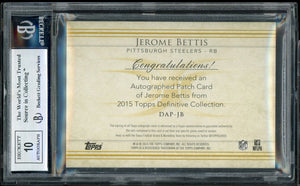 2015 Topps Definitive Jerome Bettis Autograph Patches Blue #10 BGS 9 Auto 10