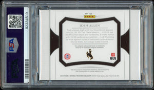 2018 Panini National Treasures Collegiate Material Signatures #103 Josh Allen Rookie Patch Auto #/99 Buffalo Bills PSA 8 Auto 10