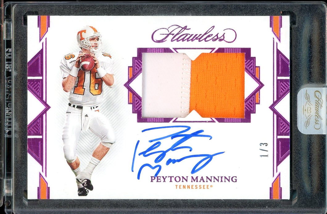 2022 Panini Flawless Collegiate Pink Peyton Manning Patch Auto /3 Tennessee Volunteers