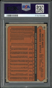 1972 Topps #49 Willie Mays HOF San Francisco Giants PSA 9 Mint