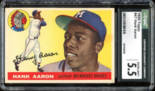 Load image into Gallery viewer, 1955 Topps #47 Hank Aaron HOF Milwaukee Braves CGC 5.5 EX+
