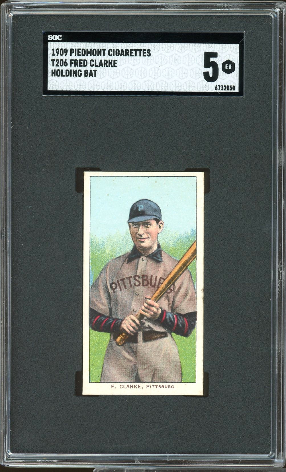 1909-1911 T206 Fred Clarke Holding Bat HOF Pittsburgh Pirates SGC 5 EX
