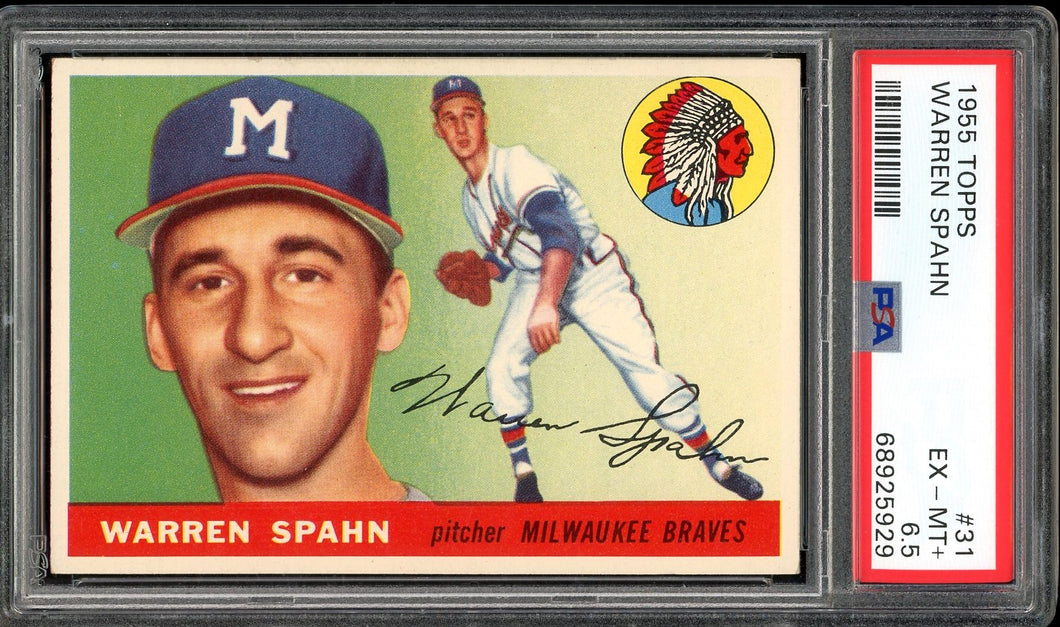 1955 Topps #31 Warren Spahn HOF Milwaukee Braves PSA 6.5 EX-MT+ PWCC-E