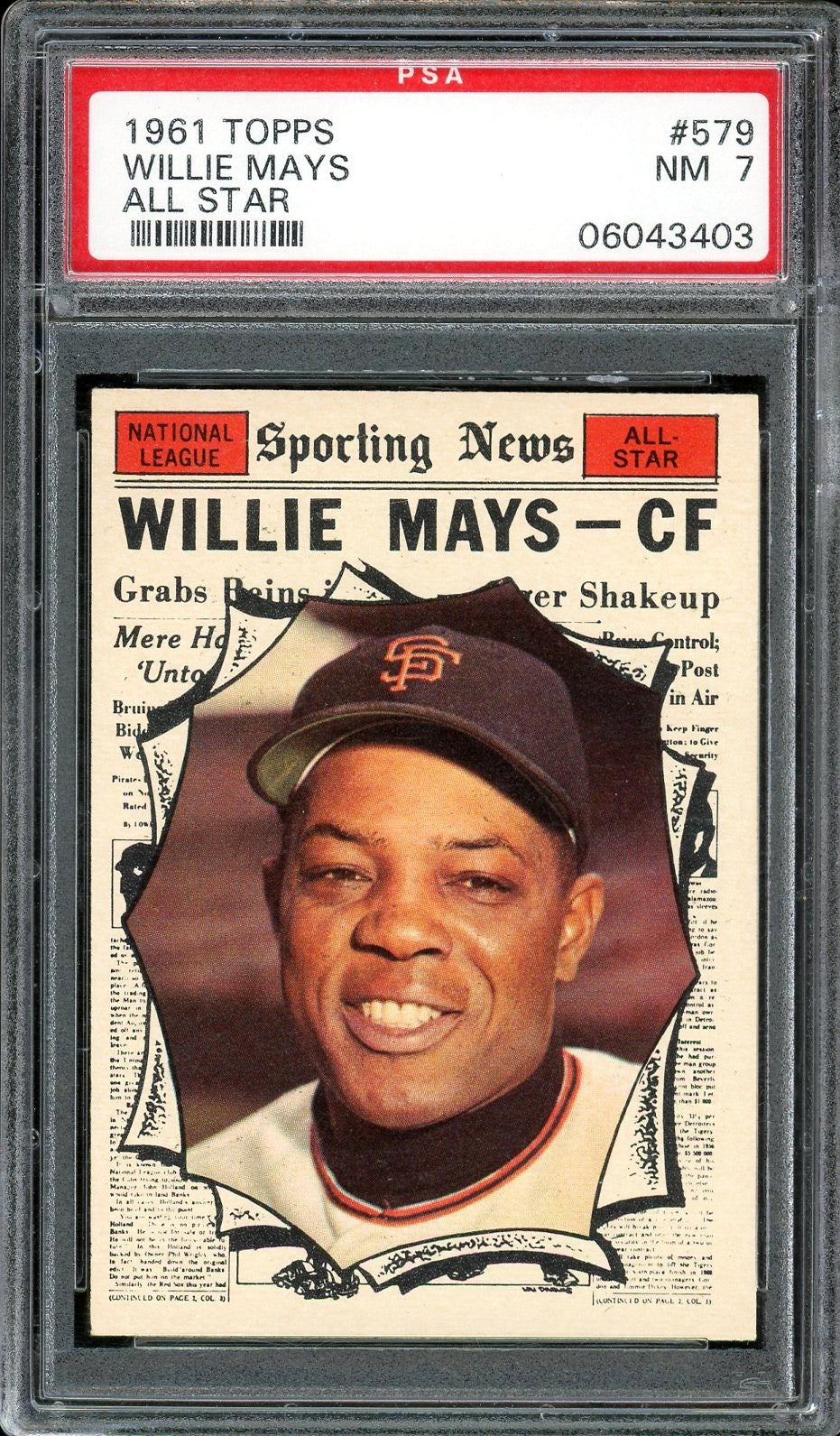 1961 Topps #579 Willie Mays All Star HOF San Francisco Giants PSA 7 NM