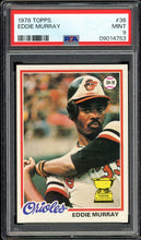 Load image into Gallery viewer, 1978 Topps #36 Eddie Murray Rookie HOF Baltimore Orioles PSA 9 Mint
