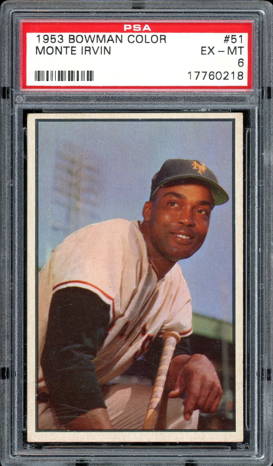 1953 Bowman Color  #51 Monte Irvin HOF New York Giants PSA 6 EX-MT