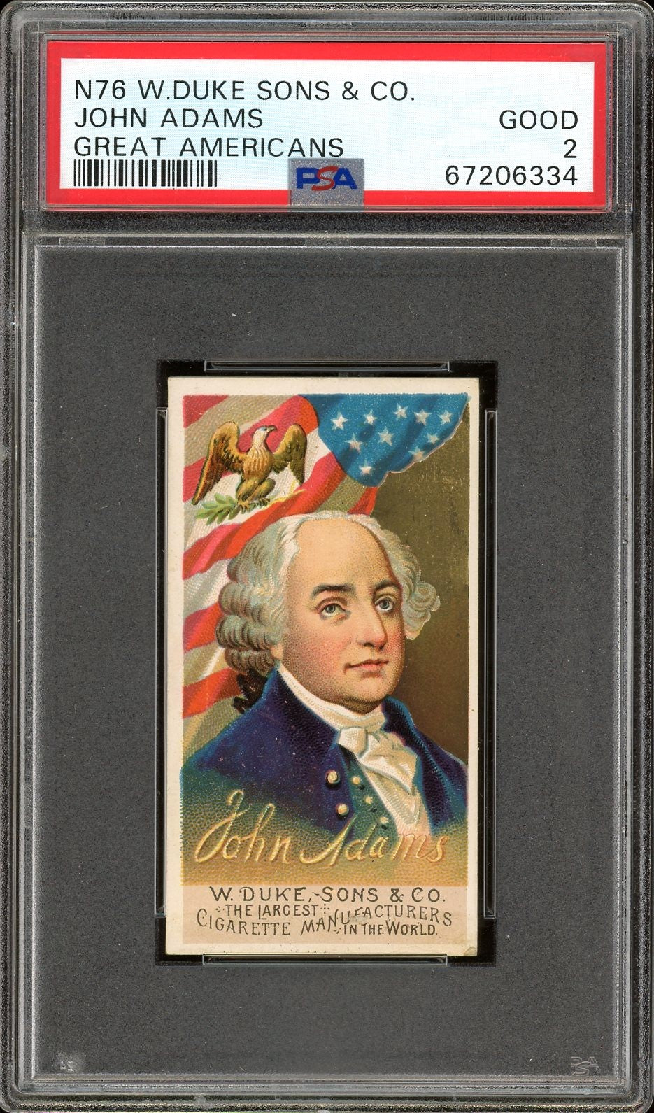 1888 W. Duke Sons & Co. N76 Great Americans John Adams PSA 2 GD