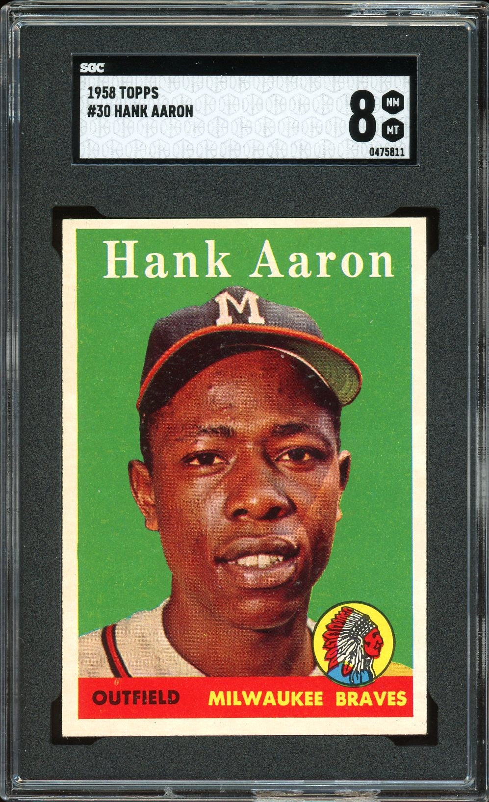 1958 Topps #30 Hank Aaron HOF Milwaukee Braves SGC 8 NM-MT