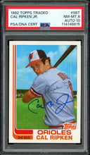 Load image into Gallery viewer, 1982 Topps Traded #98T Cal Ripken Jr. Rookie Auto HOF Baltimore Orioles PSA 8 Auto 10
