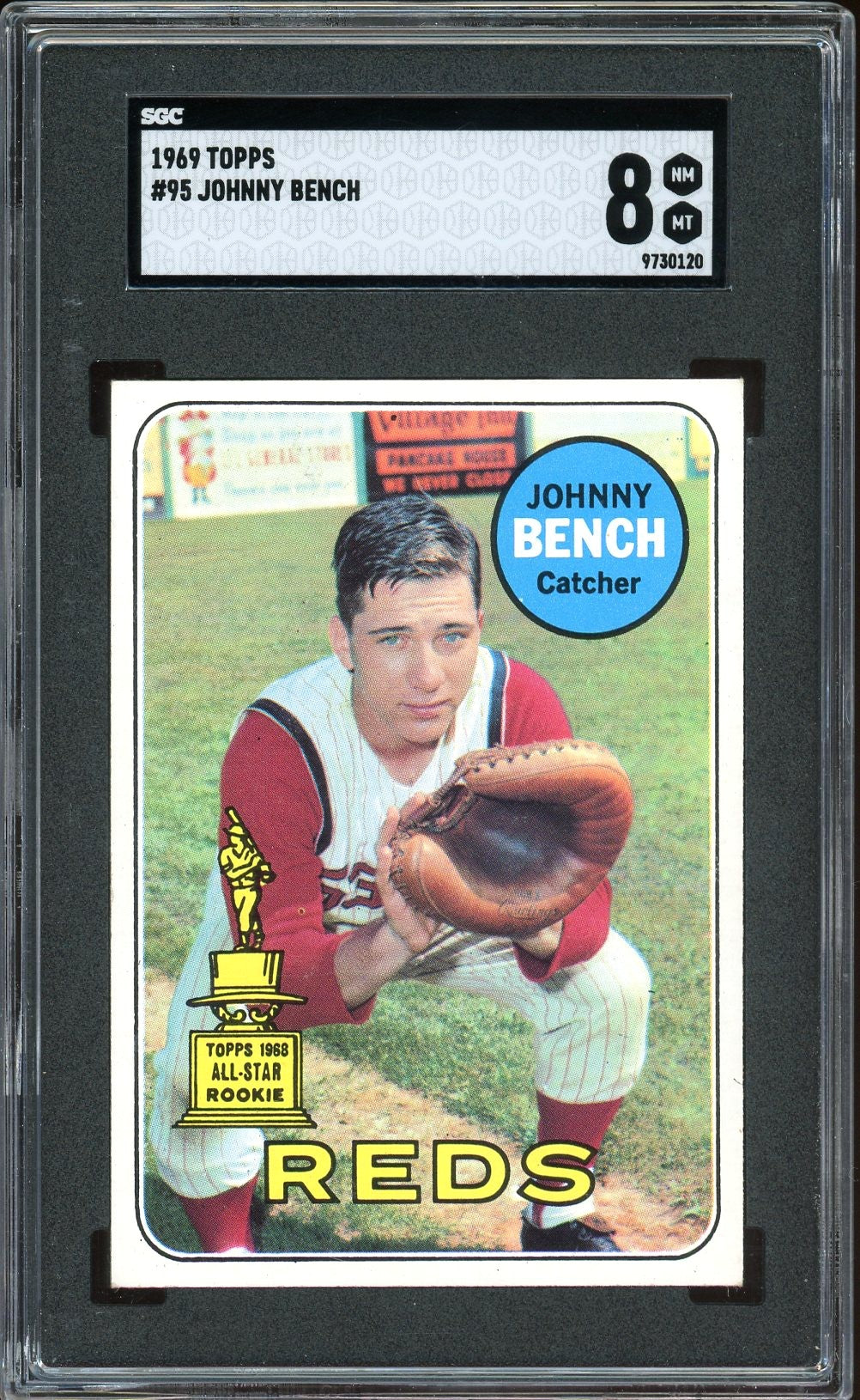 1969 Topps #95 Johnny Bench HOF Cincinnati Reds SGC 8 NM-MT