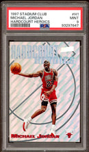 Load image into Gallery viewer, 1997 Topps Stadium Club Hardcourt Heroics Michael Jordan #H1 HOF Chicago Bulls PSA 9 Mint
