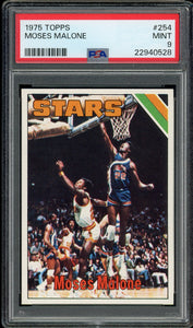 1975 Topps #254 Moses Malone Rookie HOF Utah Stars PSA 9 Mint