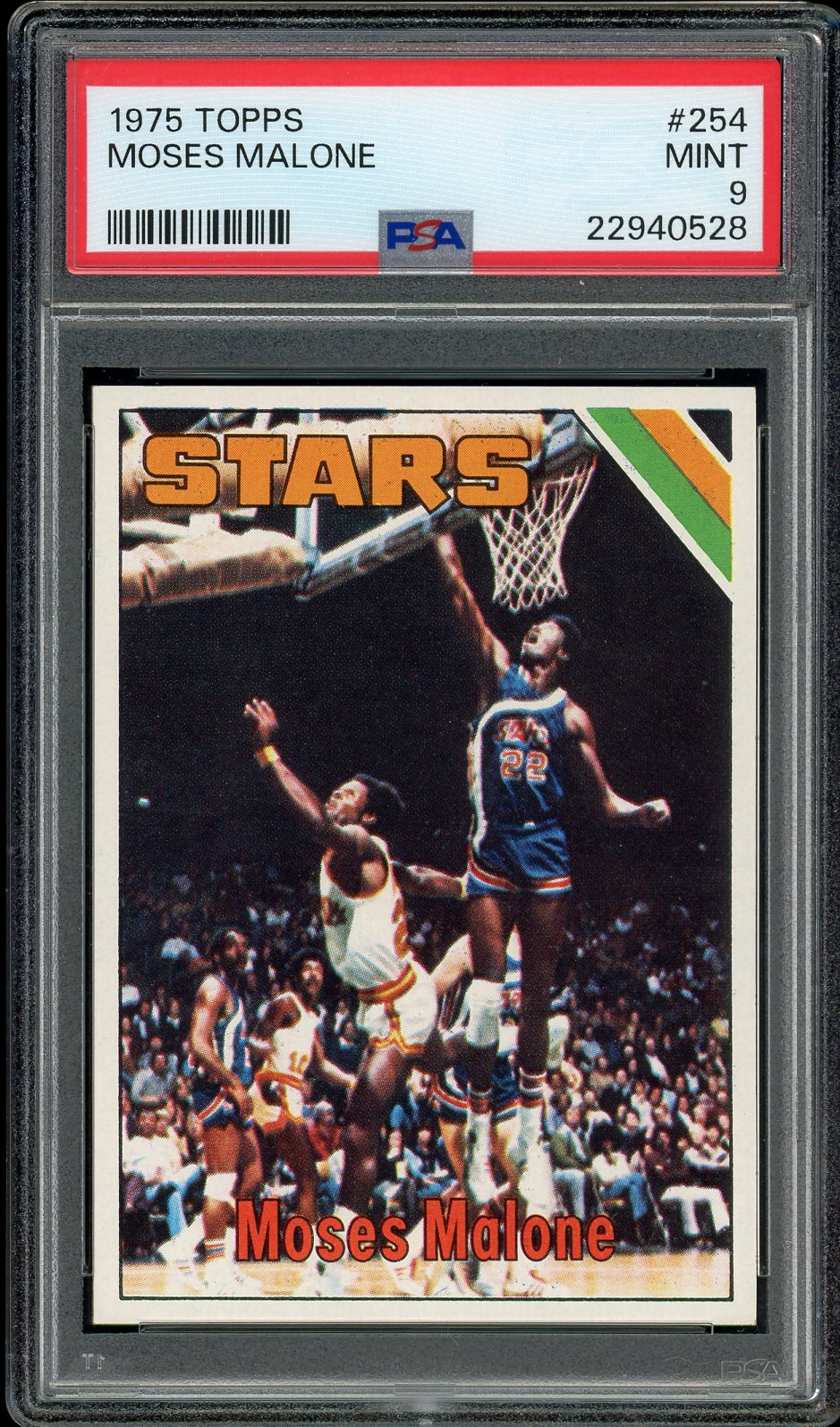 1975 Topps #254 Moses Malone Rookie HOF Utah Stars PSA 9 Mint