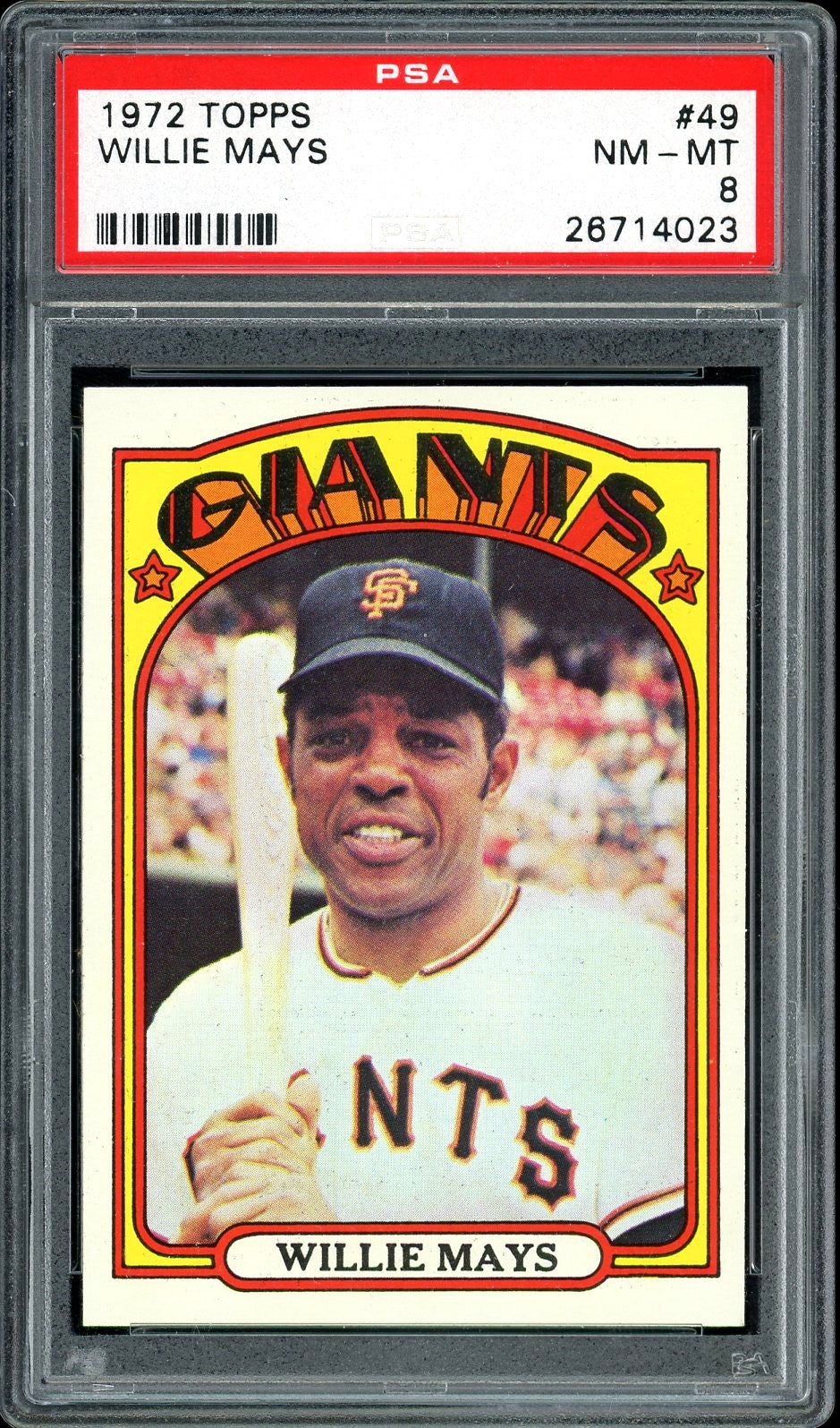1972 Topps #49 Willie Mays HOF San Francisco Giants PSA 8 NM-MT