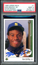 Load image into Gallery viewer, 1989 Upper Deck #1 Ken Griffey Jr. Rookie Auto HOF Seattle Mariners PSA 9 Auto 10
