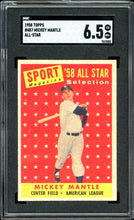 Load image into Gallery viewer, 1958 Topps #487 Mickey Mantle All-Star HOF New York Yankees SGC 6.5 EX-NM+

