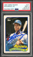 Load image into Gallery viewer, 1989 Topps Traded #41T Ken Griffey Jr. Rookie Auto HOF Seattle Mariners PSA 9 Auto 10
