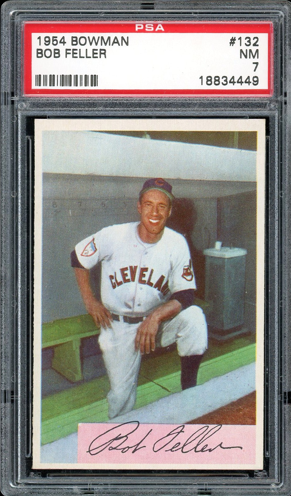 1954 Bowman #132 Bob Feller HOF Cleveland Indians PSA 7 NM