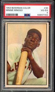 1953 Bowman Color #36 Minnie Minoso HOF Chicago White Sox PSA 4 VG-EX