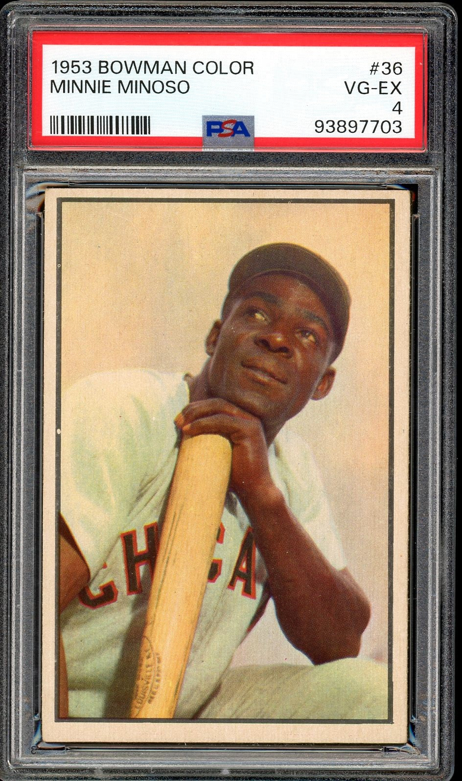 1953 Bowman Color #36 Minnie Minoso HOF Chicago White Sox PSA 4 VG-EX