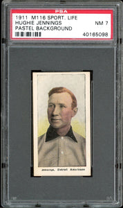 1911 M116 Sporting Life Hughie Jennings Pastel Background HOF Detroit Tigers PSA 7 NM
