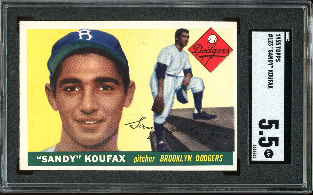 1955 Topps #123 Sandy Koufax Rookie HOF Brooklyn Dodgers SGC 5.5 EX+