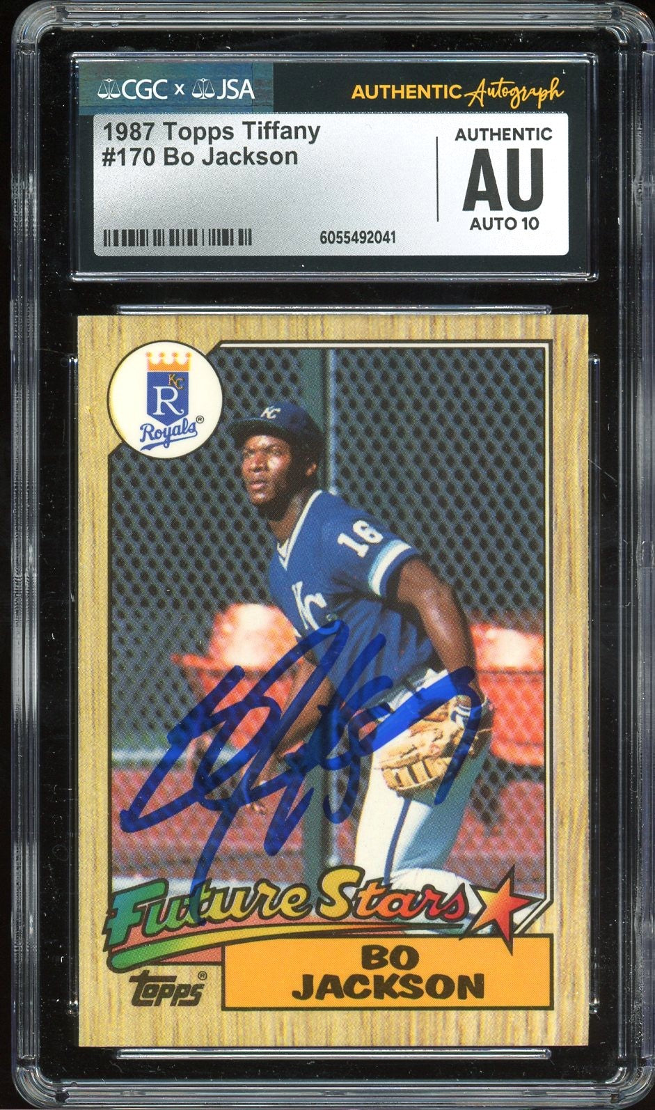 1987 Topps Tiffany #170 Bo Jackson Rookie Auto Kansas City Royals CGC Auto 10
