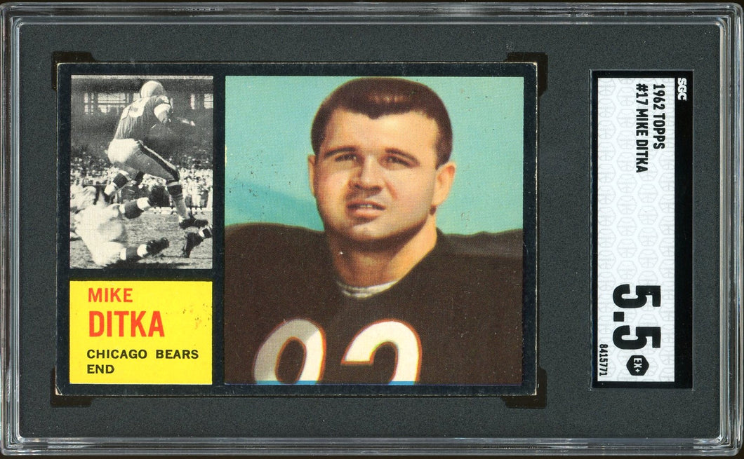 1962 Topps #17 Mike Ditka Rookie HOF Chicago Bears SGC 5.5 EX+