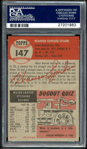 1953 Topps #147 Warren Spahn HOF Boston Braves PSA 7 NM