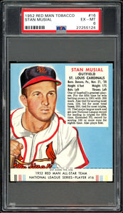 1952 Red Man Tobacco #16 Stan Musial HOF St. Louis Cardinals PSA 6 EX-MT