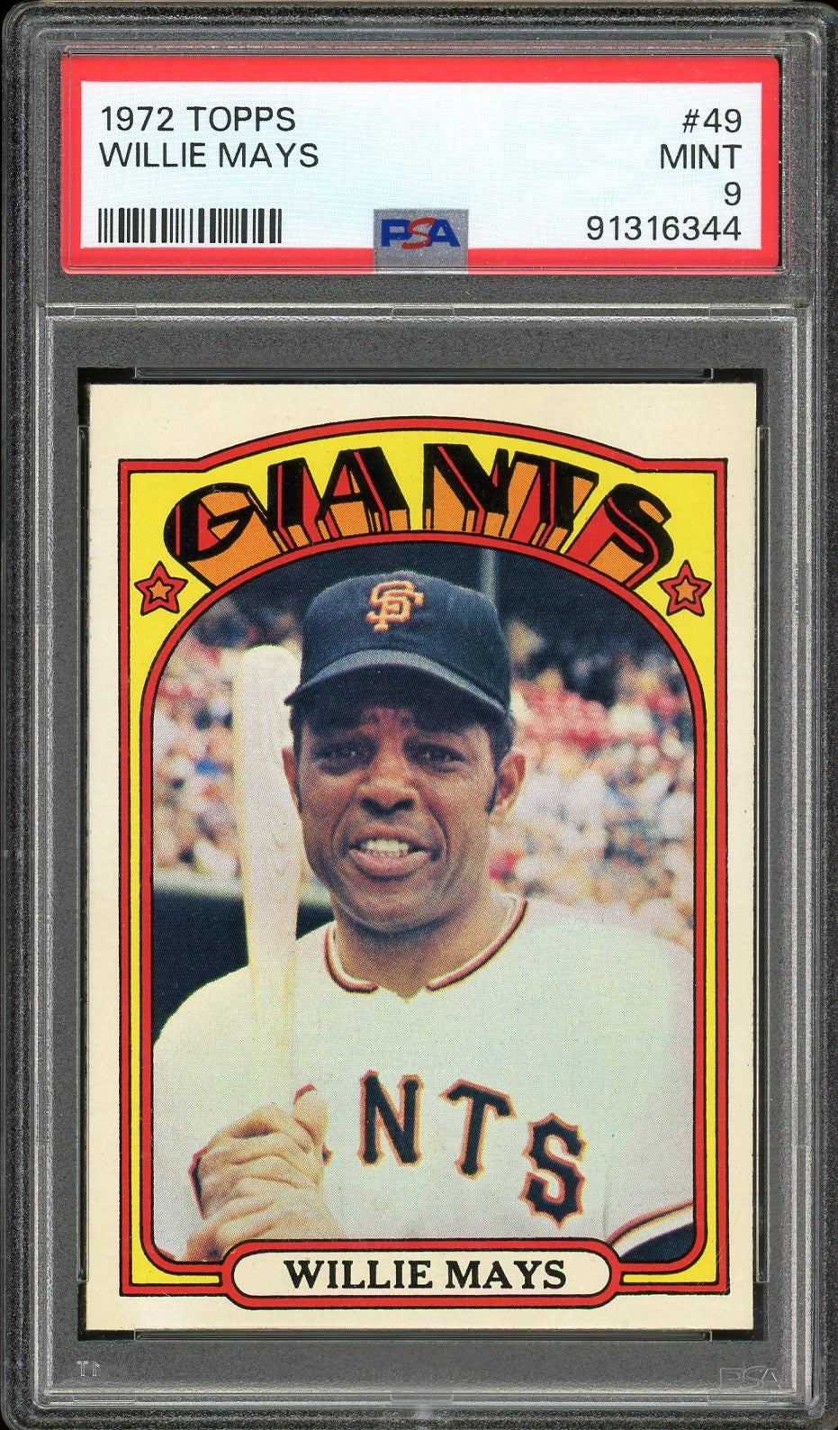 1972 Topps #49 Willie Mays HOF San Francisco Giants PSA 9 Mint